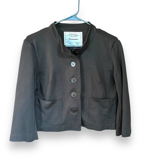 Anthropologie Cartonnier Olive Green All Along Cropped Jacket Blazer Size M - Picture 1 of 5